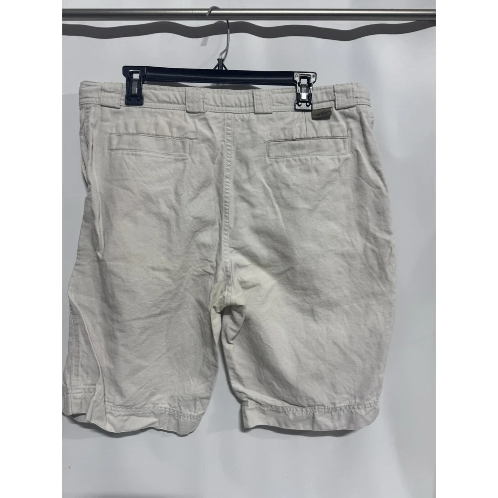 Lacoste Men's Khaki Chino Shorts Size Us 36 EU 46 Logo Vintage Fast Shipping